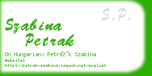 szabina petrak business card